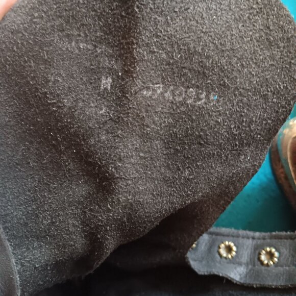 Vintage Women's Boots 9M Rancher Cowgirl Packer Lug Lace-Up Western Gold Caps - Picture 8 of 11